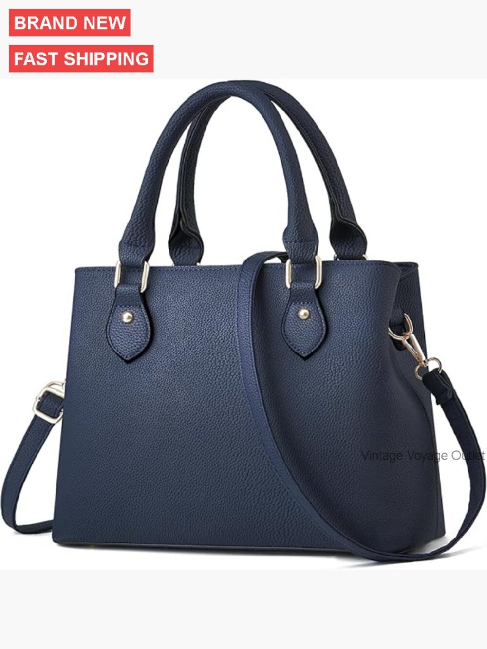 Medium Vegan Leather Tote Satchel Crossbody Bag with Adjustable Strap